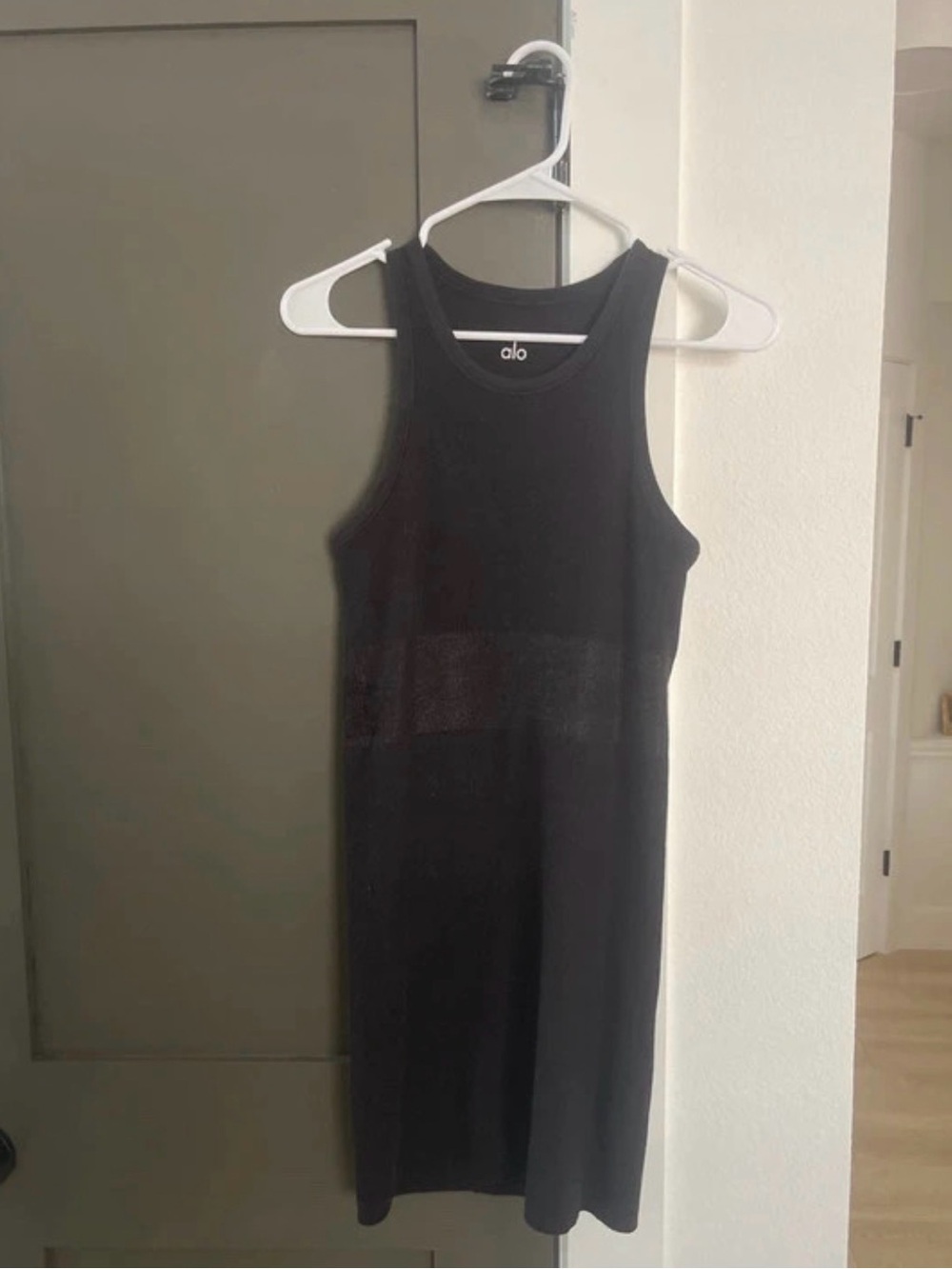 ALO Black Ribbed Seamless Dress